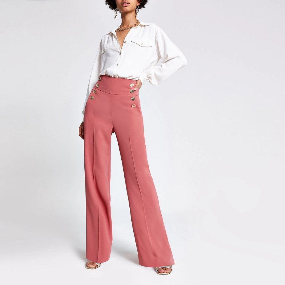 NWT wide leg, button front trousers Topshop SZ 12
